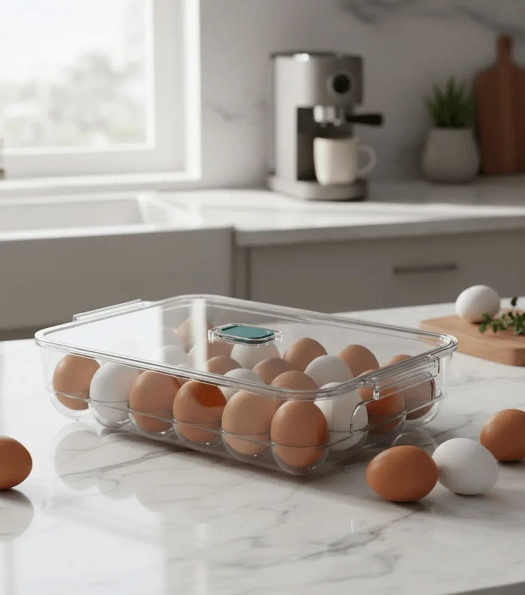 24 egg holder for refrigerator for safe storage and organized placement of eggs in fridge
