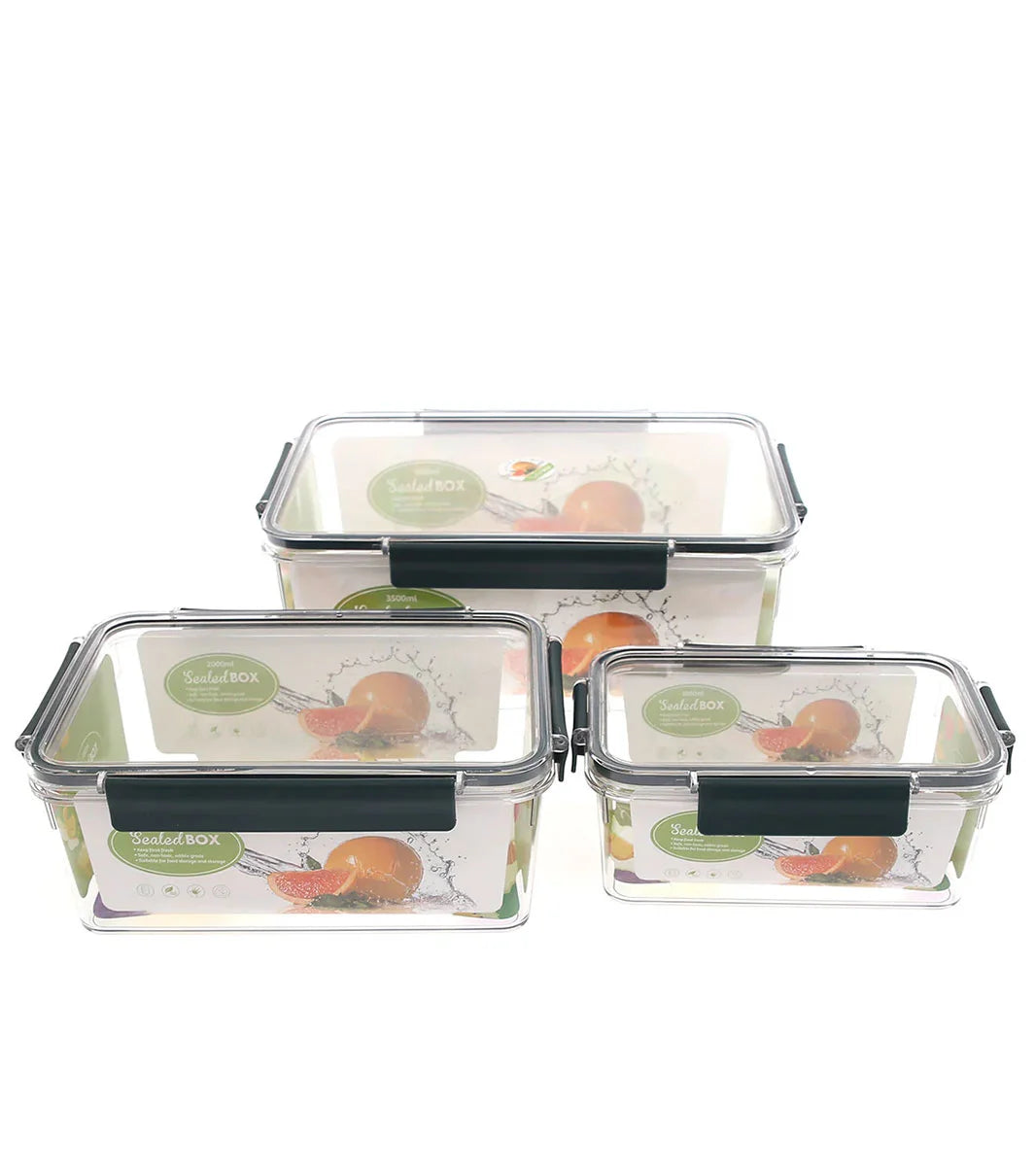 3 piece food container set for storing and organizing meals, snacks, and leftovers in the kitchen