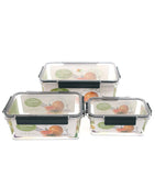 3 piece food container set for storing and organizing meals, snacks, and leftovers in the kitchen