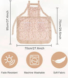 Adjustable floral cooking apron for kitchen use with lightweight fabric and beautiful floral design