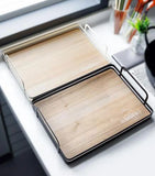 Bamboo serving tray with handle for easy carrying and serving of food, tea, and snacks