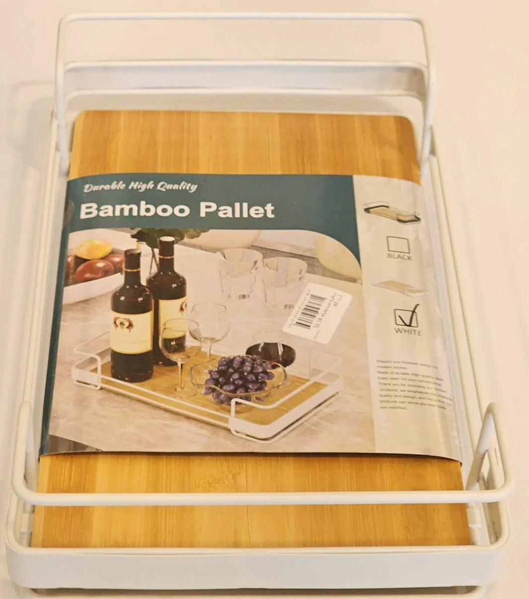 Eco friendly bamboo serving tray with side handles for serving drinks and meals with ease