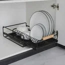 Kitchen drying dish rack for organizing and air drying plates, bowls, and utensils after washing