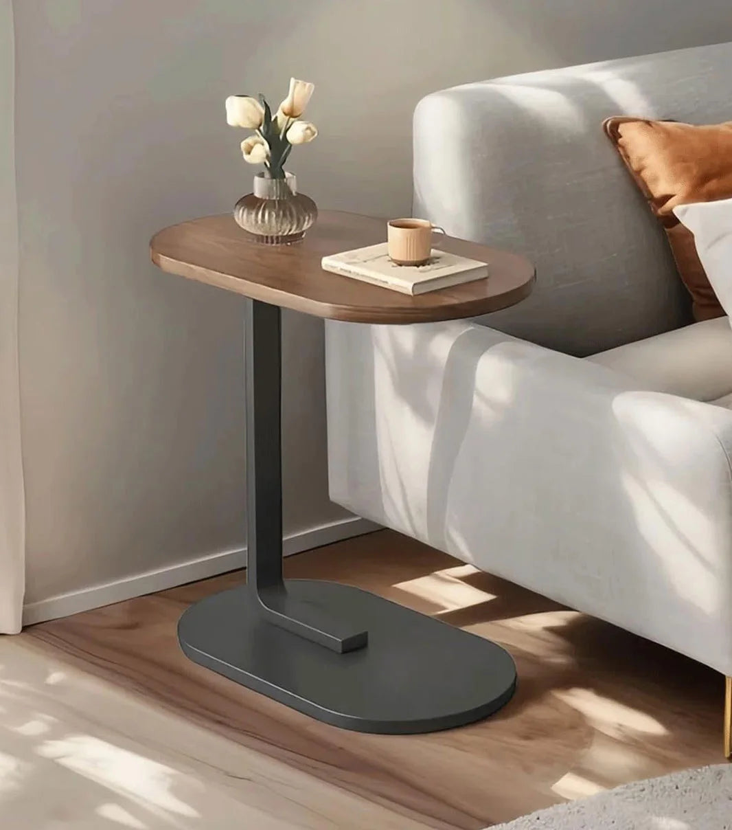 Modern multi use side table for placing tea, coffee, and snacks with stylish and space saving design