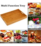 Stackable bamboo serving tray set with handles 3 piece design for organized and elegant serving use