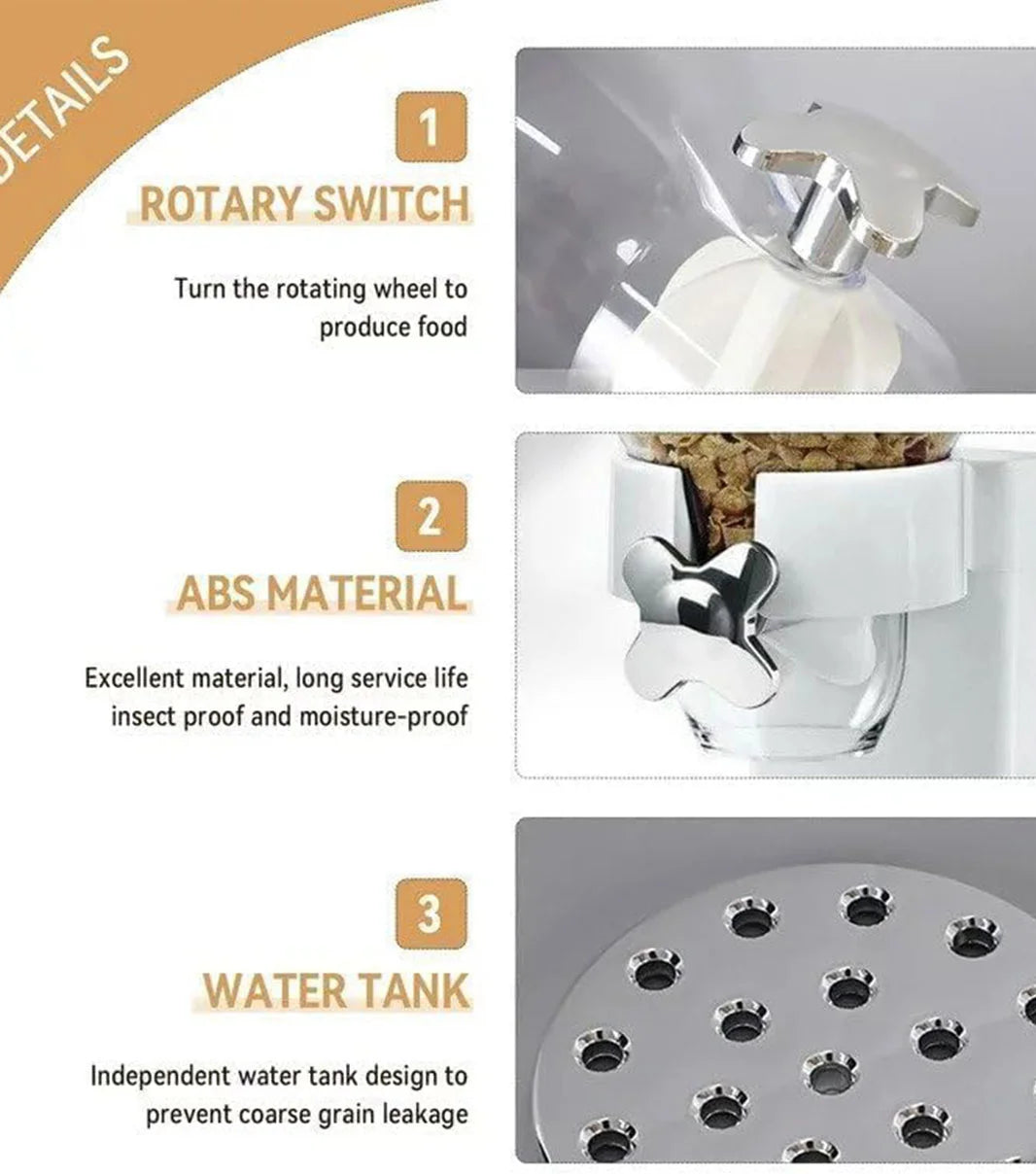 Wall mounted white double cereal dispenser for convenient dry food dispensing and space saving storage