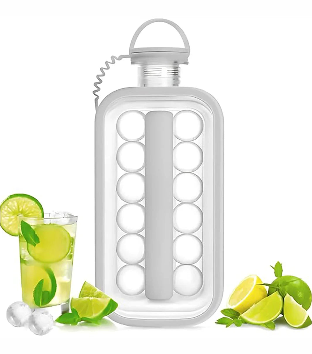 Water bottle ice cube tray with lid for easy ice making and spill free freezer storage
