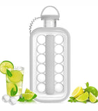 Water bottle ice cube tray with lid for easy ice making and spill free freezer storage
