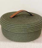 Woven rattan storage basket with cover lid for stylish and organized home storage solution
