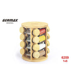 16-Piece Rotating Wooden Spice Jar Set