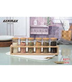 6-Piece Eco-Friendly Bamboo Lid Glass Spice Jar