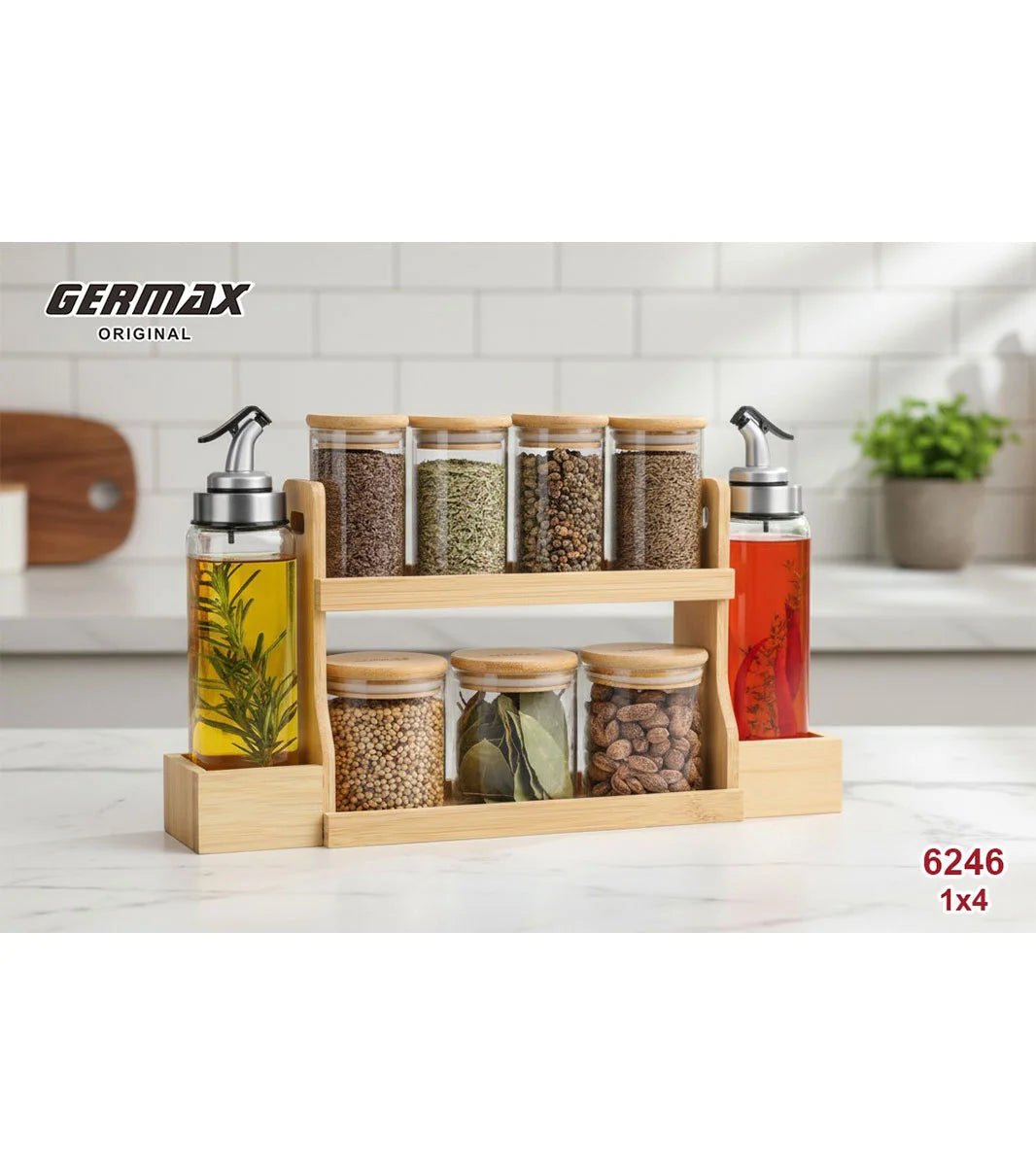Basicwise 2-Tier Bamboo Spice Rack
