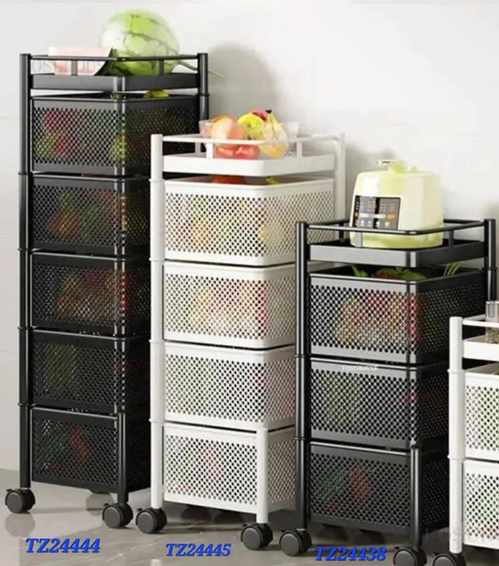5 tier rotating kitchen storage rack for space-saving organization and easy access